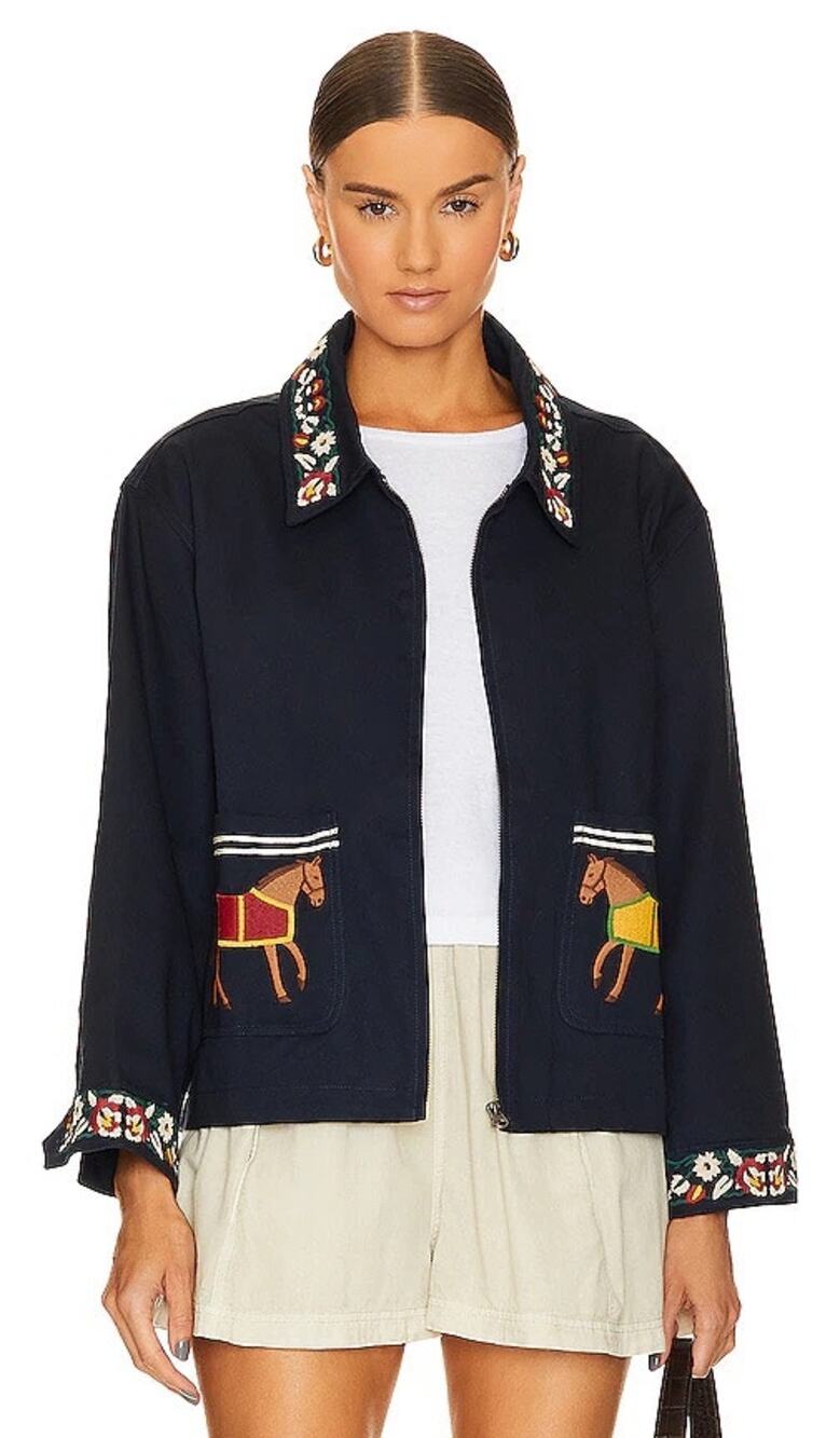 Found Embroidered Horse Work Jacket Navy Small